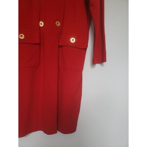 Adrienne Vittadini Womens 12 Career Dress Red Button Accent 100% Cotton  NWT - Picture 3 of 5